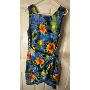 Vintage Shannon Marie Hawaiian Dress XL Hibiscus Tropical Beach Cotton